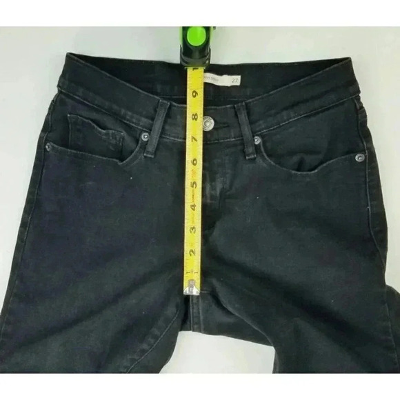 Levi's 27X30 Womens Curvy Skinny Black Denim Jeans Black Logo Tag Red Pocket Tag - Picture 3 of 12